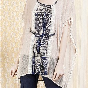 Tassel detail multi contrast top
